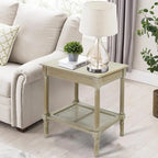 Tavolino laterale in legno con ripiano inferiore – Teal, nero, crema, ciliegia, grigio vintage, Winter Melody