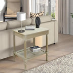 Tavolino laterale in legno con ripiano inferiore – Teal, nero, crema, ciliegia, grigio vintage, Winter Melody