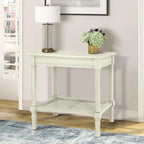 Tavolino laterale in legno con ripiano inferiore – Teal, nero, crema, ciliegia, grigio vintage, Winter Melody