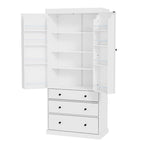 Dispensa da cucina a colonna crema/bianca, 3 cassetti e 8 ripiani ad anta, altezza 195 cm