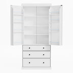 Dispensa da cucina a colonna crema/bianca, 3 cassetti e 8 ripiani ad anta, altezza 195 cm