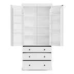 Dispensa da cucina a colonna crema/bianca, 3 cassetti e 8 ripiani ad anta, altezza 195 cm