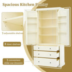 Dispensa da cucina a colonna crema/bianca, 3 cassetti e 8 ripiani ad anta, altezza 195 cm