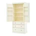 Dispensa da cucina a colonna crema/bianca, 3 cassetti e 8 ripiani ad anta, altezza 195 cm