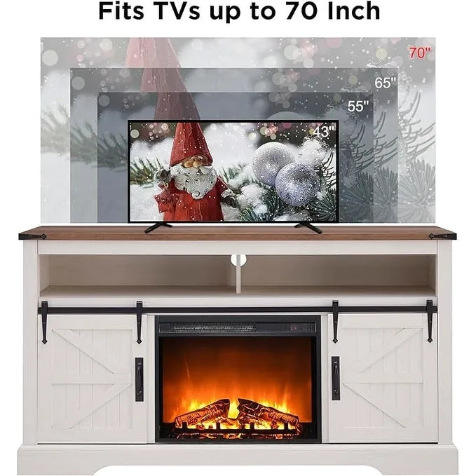 Mobile TV Camino con anta scorrevole a serranda in Rovere Rustico Scuro / Bianco Antico – Adatto a TV fino a 70", Posti a sedere: 1
