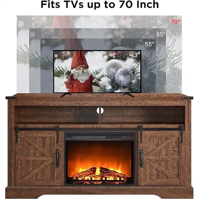 Mobile TV Camino con anta scorrevole a serranda in Rovere Rustico Scuro / Bianco Antico – Adatto a TV fino a 70", Posti a sedere: 1
