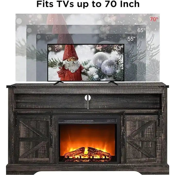 Mobile TV Camino con anta scorrevole a serranda in Rovere Rustico Scuro / Bianco Antico – Adatto a TV fino a 70", Posti a sedere: 1