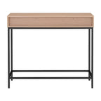 Consolle Mid-Century in Rovere e Noce con 2 Cassetti, Gambe in Metallo Nero