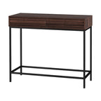 Consolle Mid-Century in Rovere e Noce con 2 Cassetti, Gambe in Metallo Nero