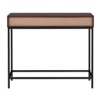 Consolle Mid-Century in Rovere e Noce con 2 Cassetti, Gambe in Metallo Nero