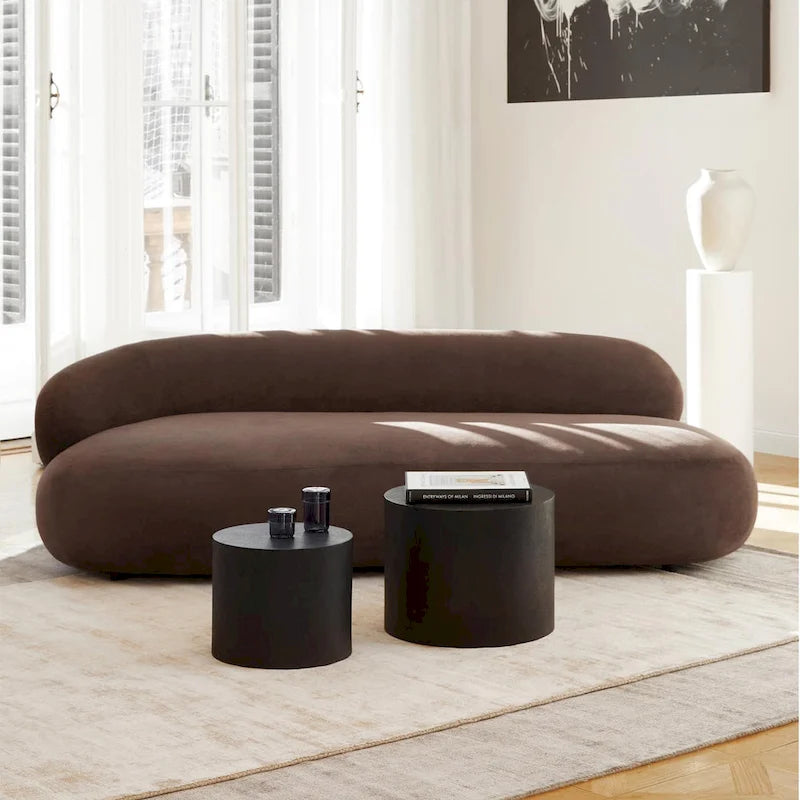 Tavolini tondi a incastro, set da 2 – Nero / Naturale / Noce / Bianco / Blu / Arancione / Marrone / Opaco, MDF, per 2 persone