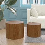 Tavolini tondi a incastro, set da 2 – Nero / Naturale / Noce / Bianco / Blu / Arancione / Marrone / Opaco, MDF, per 2 persone