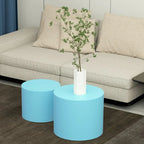 Tavolini tondi a incastro, set da 2 – Nero / Naturale / Noce / Bianco / Blu / Arancione / Marrone / Opaco, MDF, per 2 persone