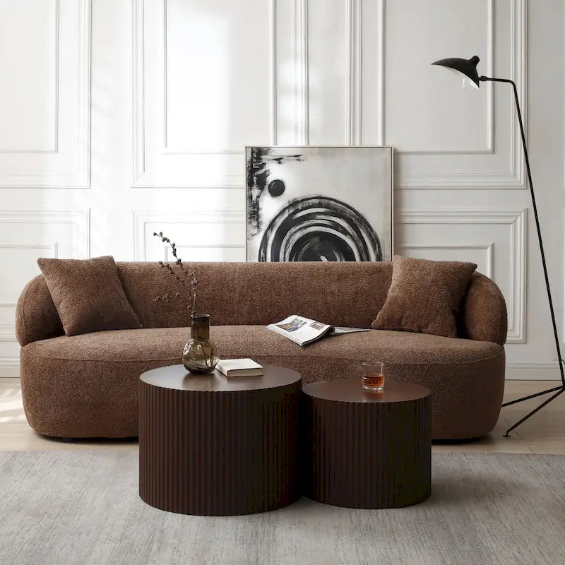 Tavolini tondi a incastro, set da 2 – Nero / Naturale / Noce / Bianco / Blu / Arancione / Marrone / Opaco, MDF, per 2 persone