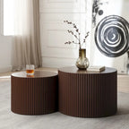 Tavolini tondi a incastro, set da 2 – Nero / Naturale / Noce / Bianco / Blu / Arancione / Marrone / Opaco, MDF, per 2 persone