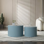 Tavolini tondi a incastro, set da 2 – Nero / Naturale / Noce / Bianco / Blu / Arancione / Marrone / Opaco, MDF, per 2 persone
