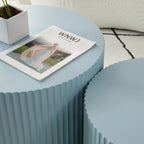 Tavolini tondi a incastro, set da 2 – Nero / Naturale / Noce / Bianco / Blu / Arancione / Marrone / Opaco, MDF, per 2 persone