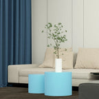 Tavolini tondi a incastro, set da 2 – Nero / Naturale / Noce / Bianco / Blu / Arancione / Marrone / Opaco, MDF, per 2 persone