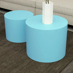 Tavolini tondi a incastro, set da 2 – Nero / Naturale / Noce / Bianco / Blu / Arancione / Marrone / Opaco, MDF, per 2 persone