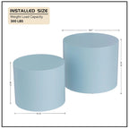 Tavolini tondi a incastro, set da 2 – Nero / Naturale / Noce / Bianco / Blu / Arancione / Marrone / Opaco, MDF, per 2 persone