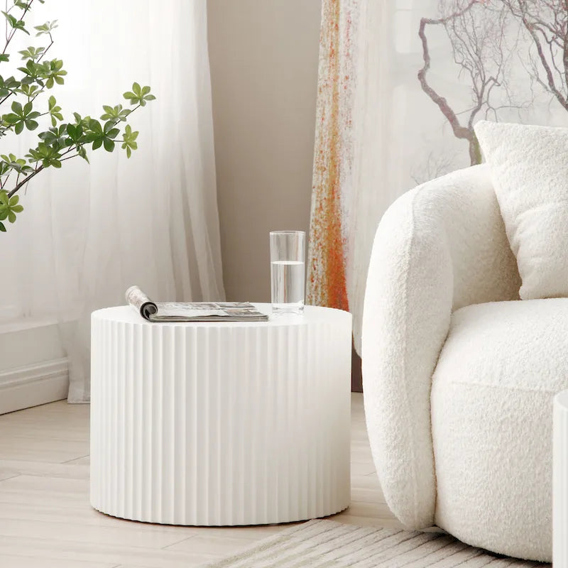 Tavolini tondi a incastro, set da 2 – Nero / Naturale / Noce / Bianco / Blu / Arancione / Marrone / Opaco, MDF, per 2 persone