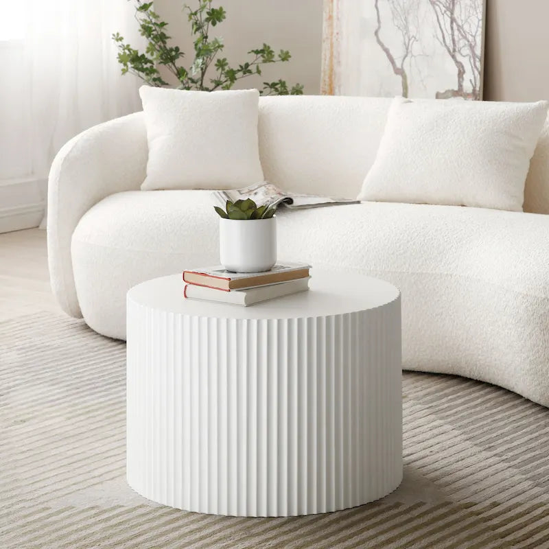 Tavolini tondi a incastro, set da 2 – Nero / Naturale / Noce / Bianco / Blu / Arancione / Marrone / Opaco, MDF, per 2 persone