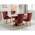 Sedie da pranzo in velluto con borchie, set da 2 – Rosso / Giallo / Beige / Grigio / Blu / Nero / Verde
