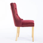 Sedie da pranzo in velluto con borchie, set da 2 – Rosso / Giallo / Beige / Grigio / Blu / Nero / Verde