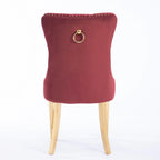 Sedie da pranzo in velluto con borchie, set da 2 – Rosso / Giallo / Beige / Grigio / Blu / Nero / Verde