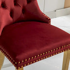 Sedie da pranzo in velluto con borchie, set da 2 – Rosso / Giallo / Beige / Grigio / Blu / Nero / Verde