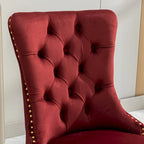 Sedie da pranzo in velluto con borchie, set da 2 – Rosso / Giallo / Beige / Grigio / Blu / Nero / Verde
