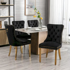 Sedie da pranzo in velluto con borchie, set da 2 – Rosso / Giallo / Beige / Grigio / Blu / Nero / Verde