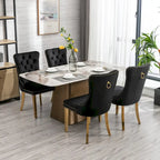 Sedie da pranzo in velluto con borchie, set da 2 – Rosso / Giallo / Beige / Grigio / Blu / Nero / Verde