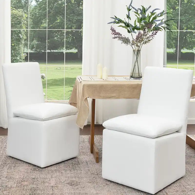 Sedia da pranzo imbottita con rotelle Mocha/Indaco/Grigio Chiaro/Avorio/Nero/Bianco, set da 2
