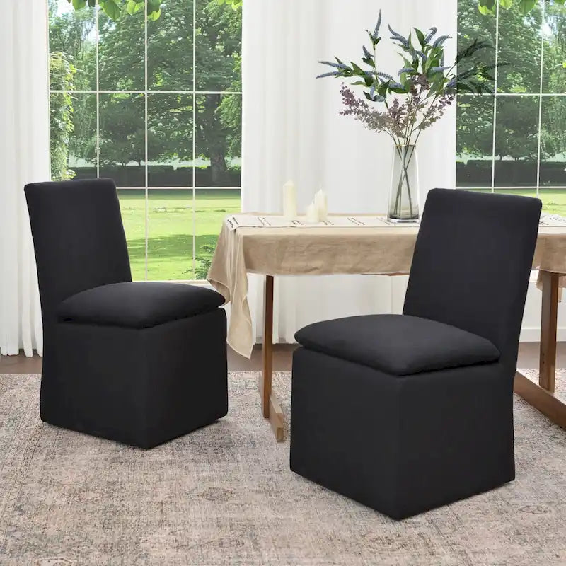 Sedia da pranzo imbottita con rotelle Mocha/Indaco/Grigio Chiaro/Avorio/Nero/Bianco, set da 2