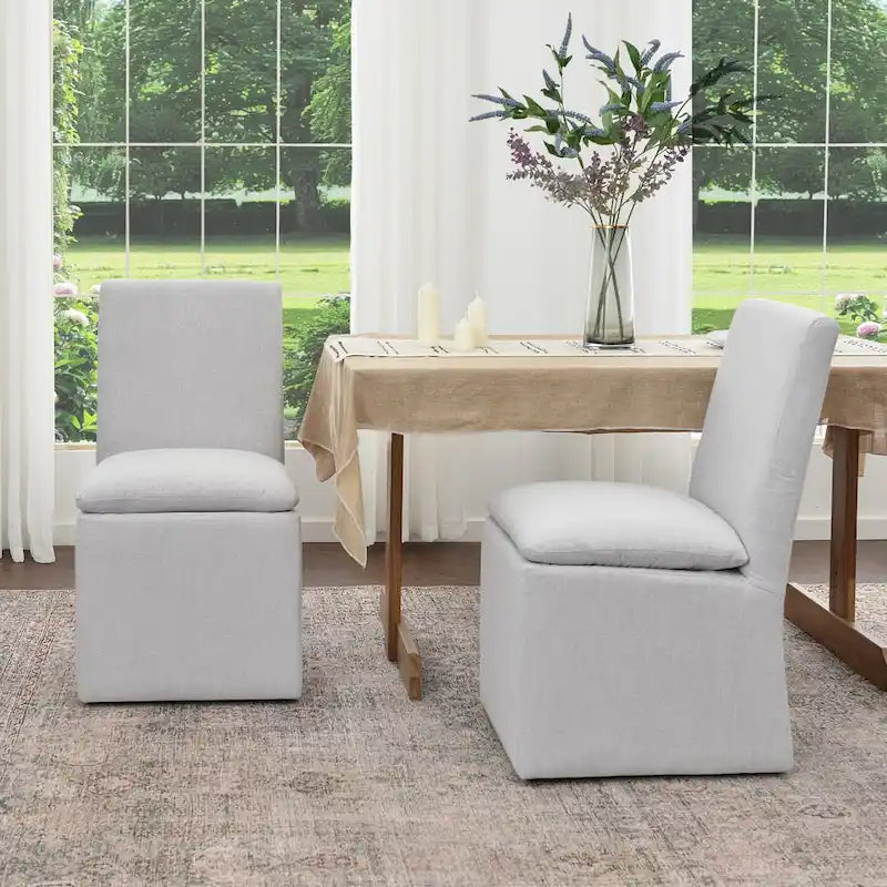 Sedia da pranzo imbottita con rotelle Mocha/Indaco/Grigio Chiaro/Avorio/Nero/Bianco, set da 2