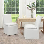 Sedia da pranzo imbottita con rotelle Mocha/Indaco/Grigio Chiaro/Avorio/Nero/Bianco, set da 2