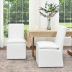 Sedia da pranzo imbottita con rotelle Mocha/Indaco/Grigio Chiaro/Avorio/Nero/Bianco, set da 2