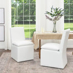 Sedia da pranzo imbottita con rotelle Mocha/Indaco/Grigio Chiaro/Avorio/Nero/Bianco, set da 2
