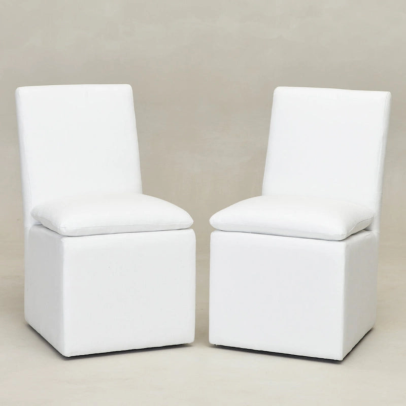 Sedia da pranzo imbottita con rotelle Mocha/Indaco/Grigio Chiaro/Avorio/Nero/Bianco, set da 2