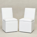 Sedia da pranzo imbottita con rotelle Mocha/Indaco/Grigio Chiaro/Avorio/Nero/Bianco, set da 2