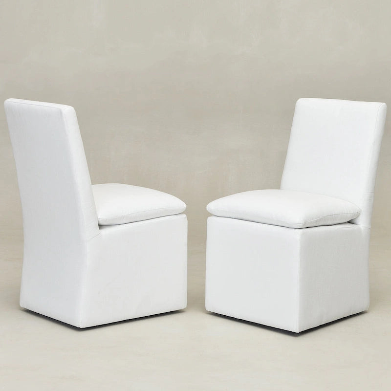 Sedia da pranzo imbottita con rotelle Mocha/Indaco/Grigio Chiaro/Avorio/Nero/Bianco, set da 2