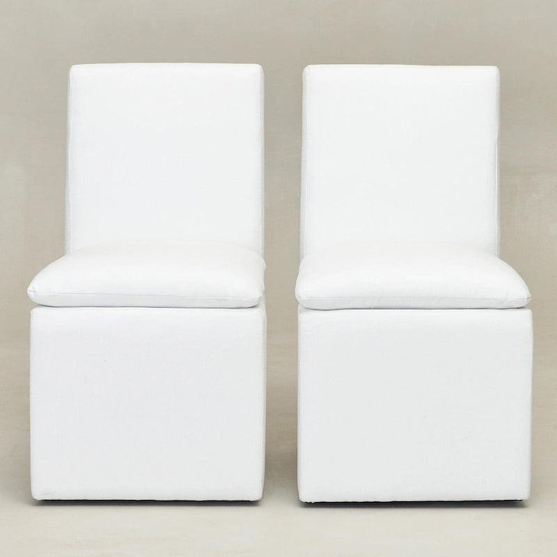 Sedia da pranzo imbottita con rotelle Mocha/Indaco/Grigio Chiaro/Avorio/Nero/Bianco, set da 2