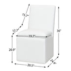 Sedia da pranzo imbottita con rotelle Mocha/Indaco/Grigio Chiaro/Avorio/Nero/Bianco, set da 2