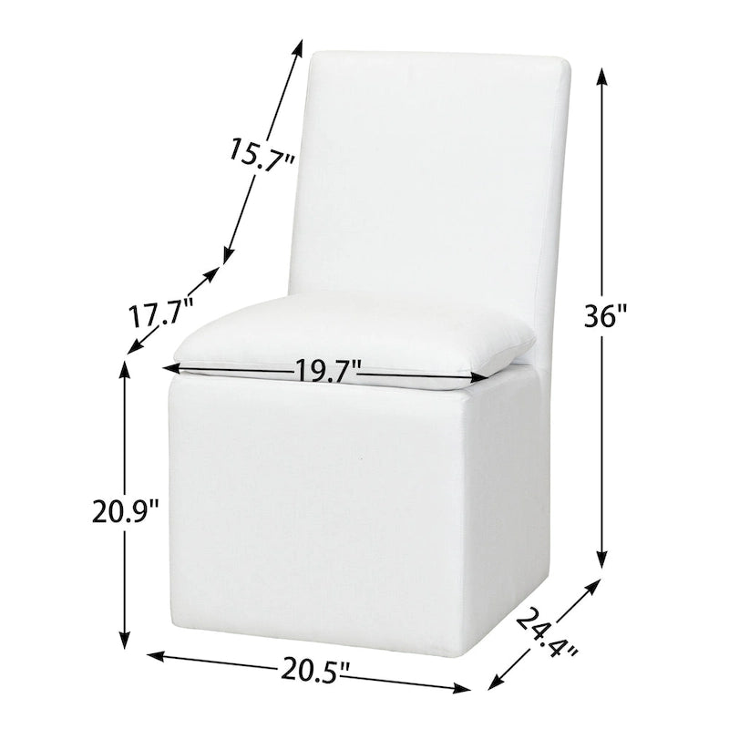 Sedia da pranzo imbottita con rotelle Mocha/Indaco/Grigio Chiaro/Avorio/Nero/Bianco, set da 2