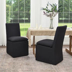 Sedia da pranzo imbottita con rotelle Mocha/Indaco/Grigio Chiaro/Avorio/Nero/Bianco, set da 2