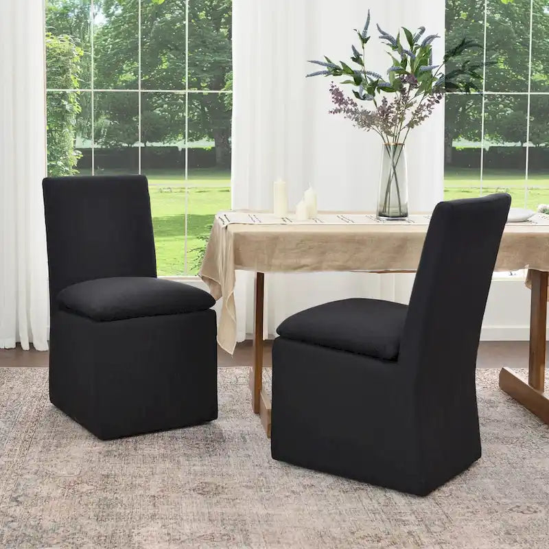 Sedia da pranzo imbottita con rotelle Mocha/Indaco/Grigio Chiaro/Avorio/Nero/Bianco, set da 2
