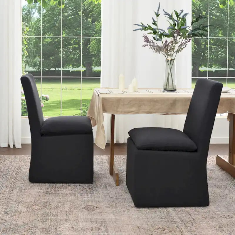 Sedia da pranzo imbottita con rotelle Mocha/Indaco/Grigio Chiaro/Avorio/Nero/Bianco, set da 2