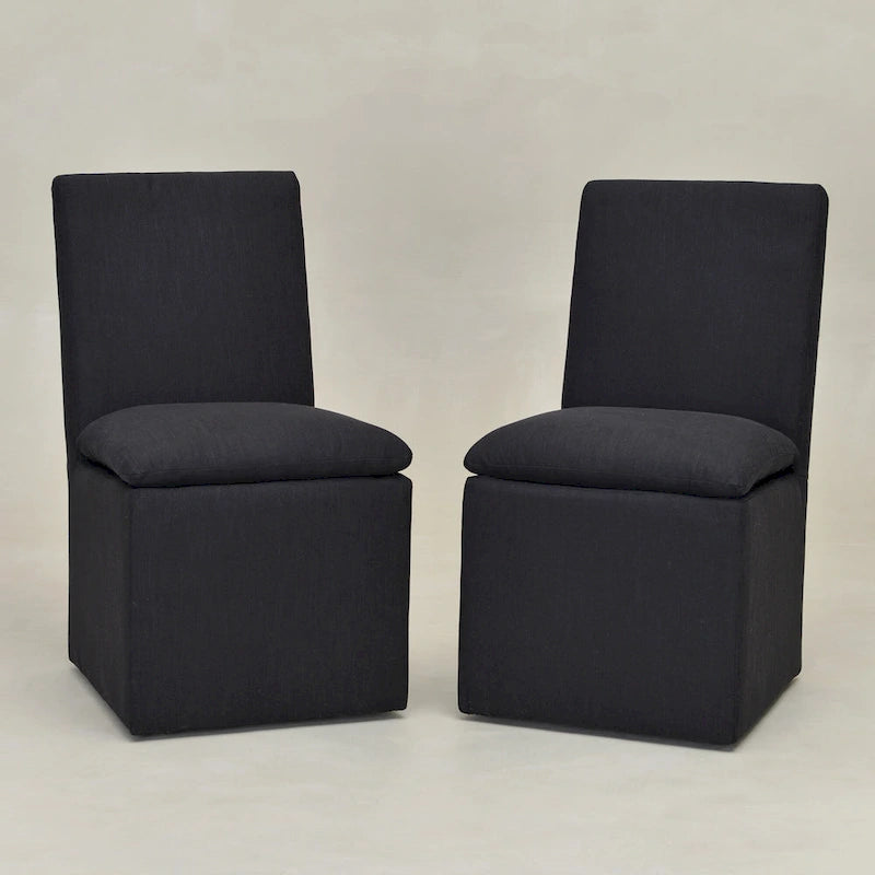 Sedia da pranzo imbottita con rotelle Mocha/Indaco/Grigio Chiaro/Avorio/Nero/Bianco, set da 2