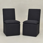 Sedia da pranzo imbottita con rotelle Mocha/Indaco/Grigio Chiaro/Avorio/Nero/Bianco, set da 2